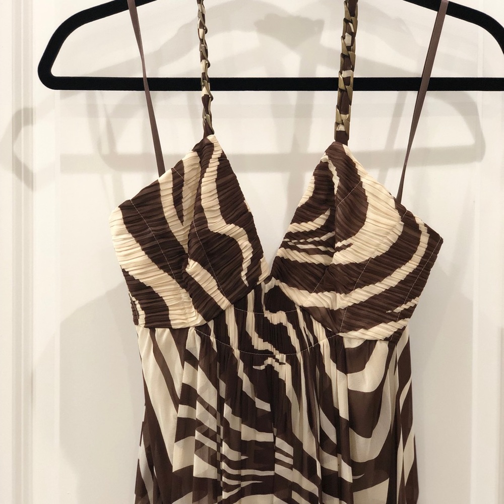 BCBG Cream & brown zebra print maxi